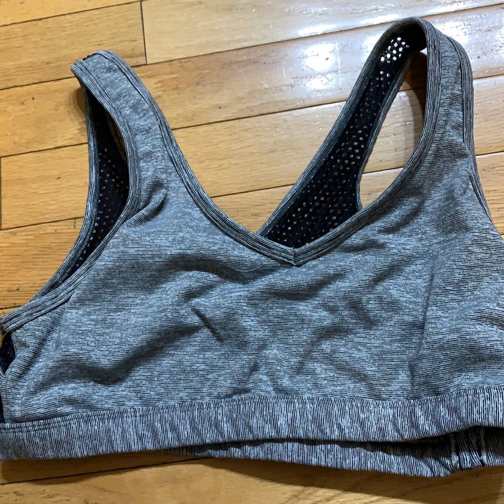 Grey mesh back sports bra low impact